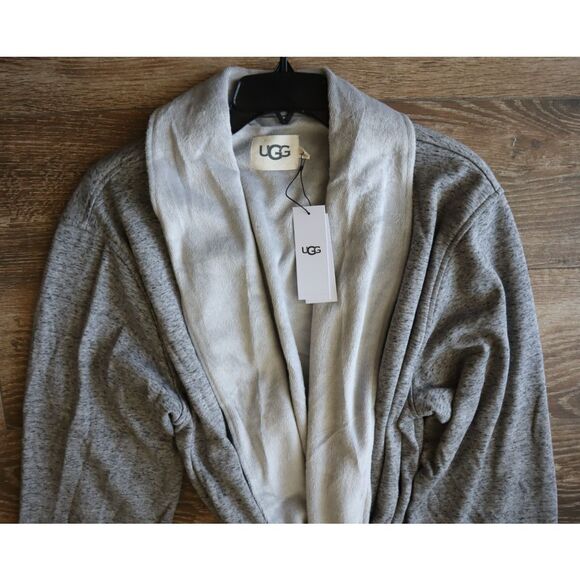 UGG 1096932 Men's Sz L/XL Gray Heather Robinson Cotton Fleece Robe - Picture 10 of 12